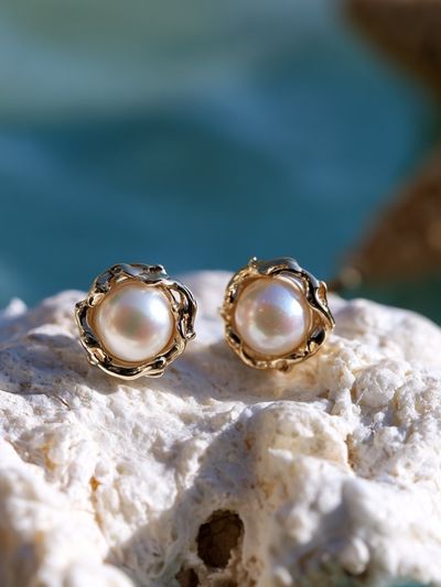 Pearl Stud Earrings Photography Print.