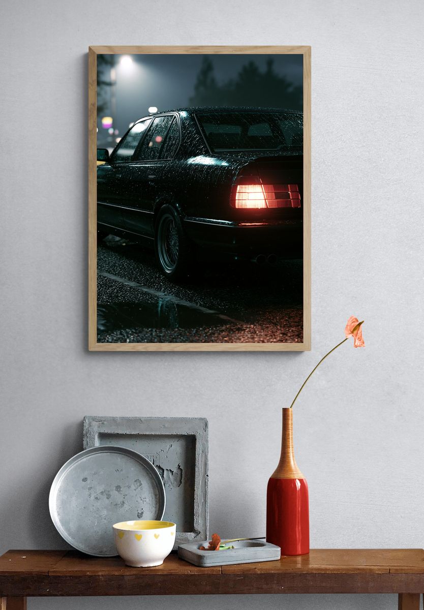 Rainy Night Sedan Photography Poster. — room view 3