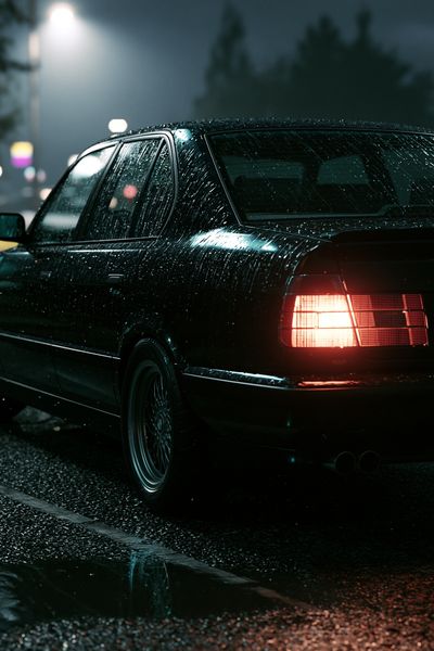 Rainy Night Sedan Photography Poster.