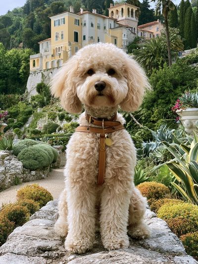 Poodle in Italian Garden Photography Poster.
