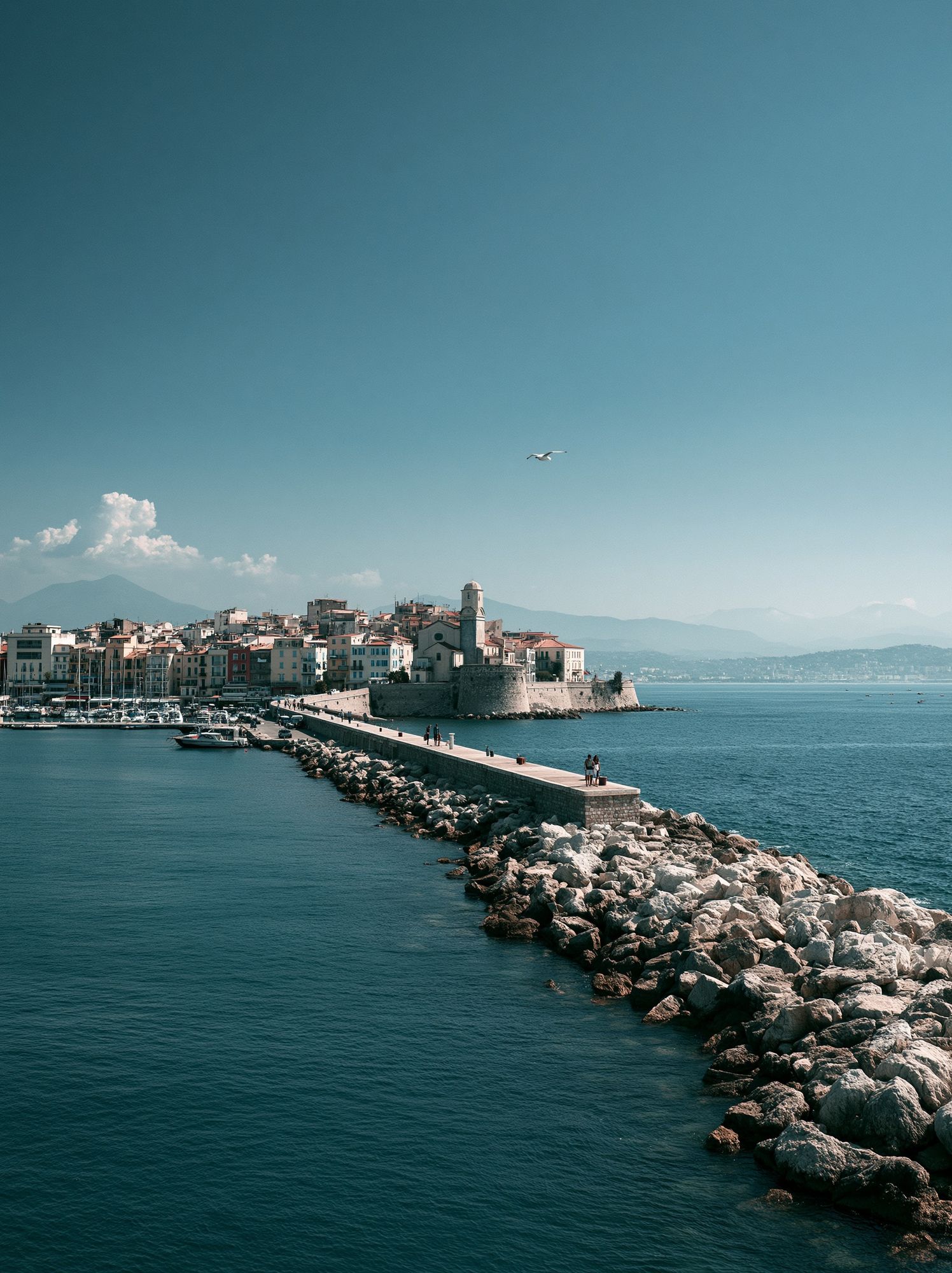 Coastal Harbor Town Photography Poster. poster detail