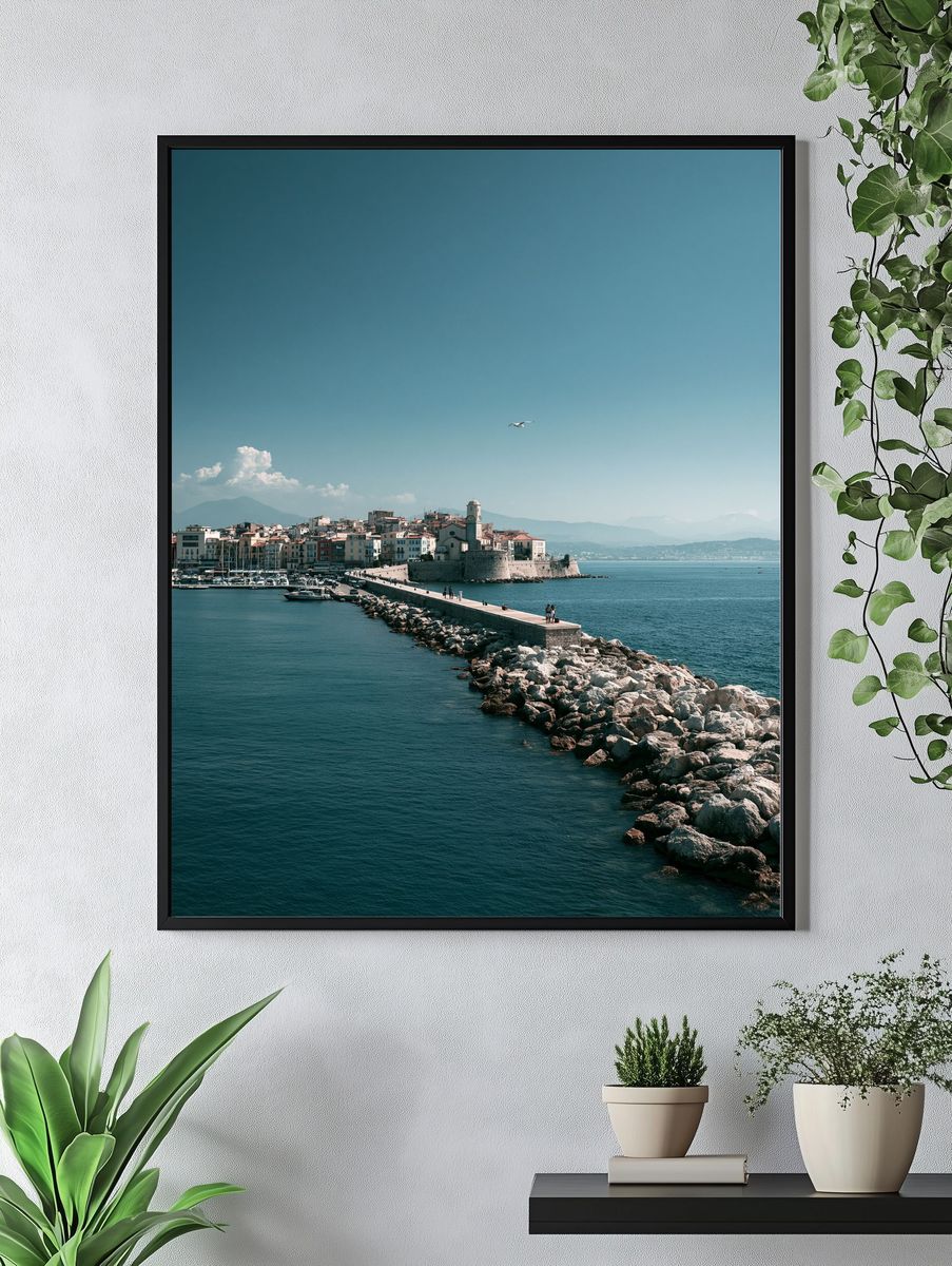 Coastal Harbor Town Photography Poster. — room view 4