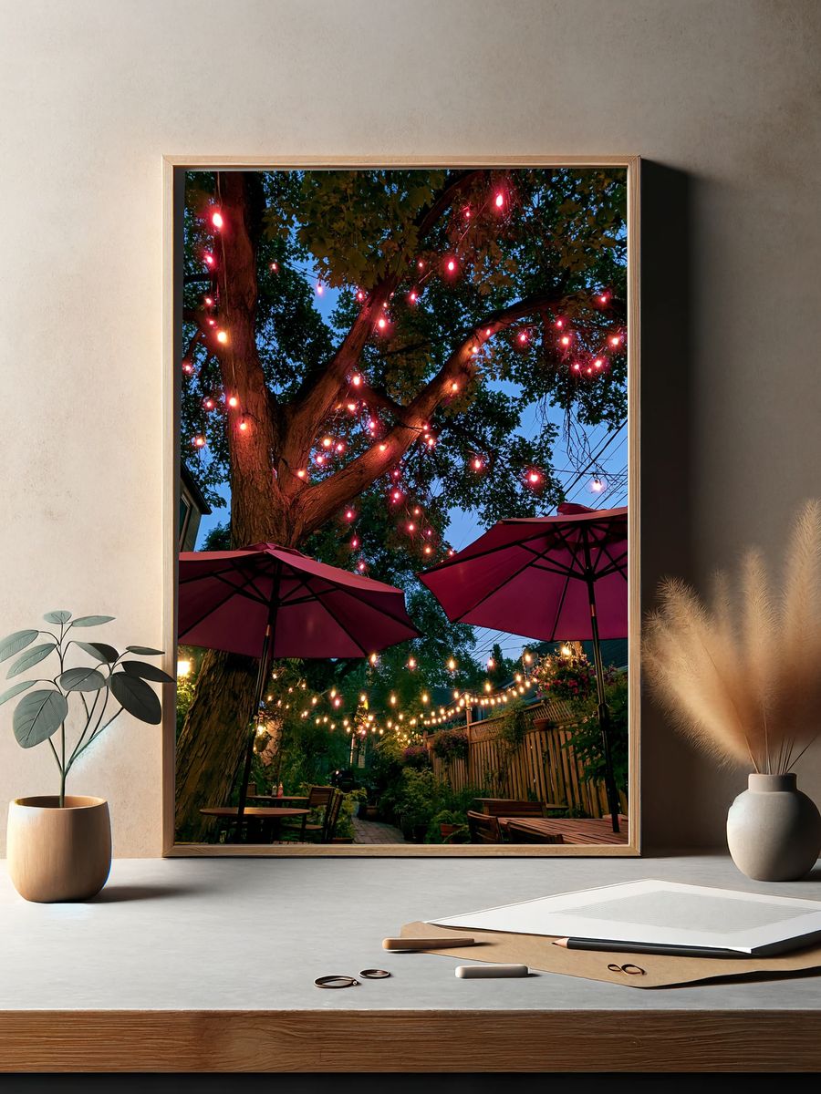 Twilight Garden String Lights Poster. — room view 2