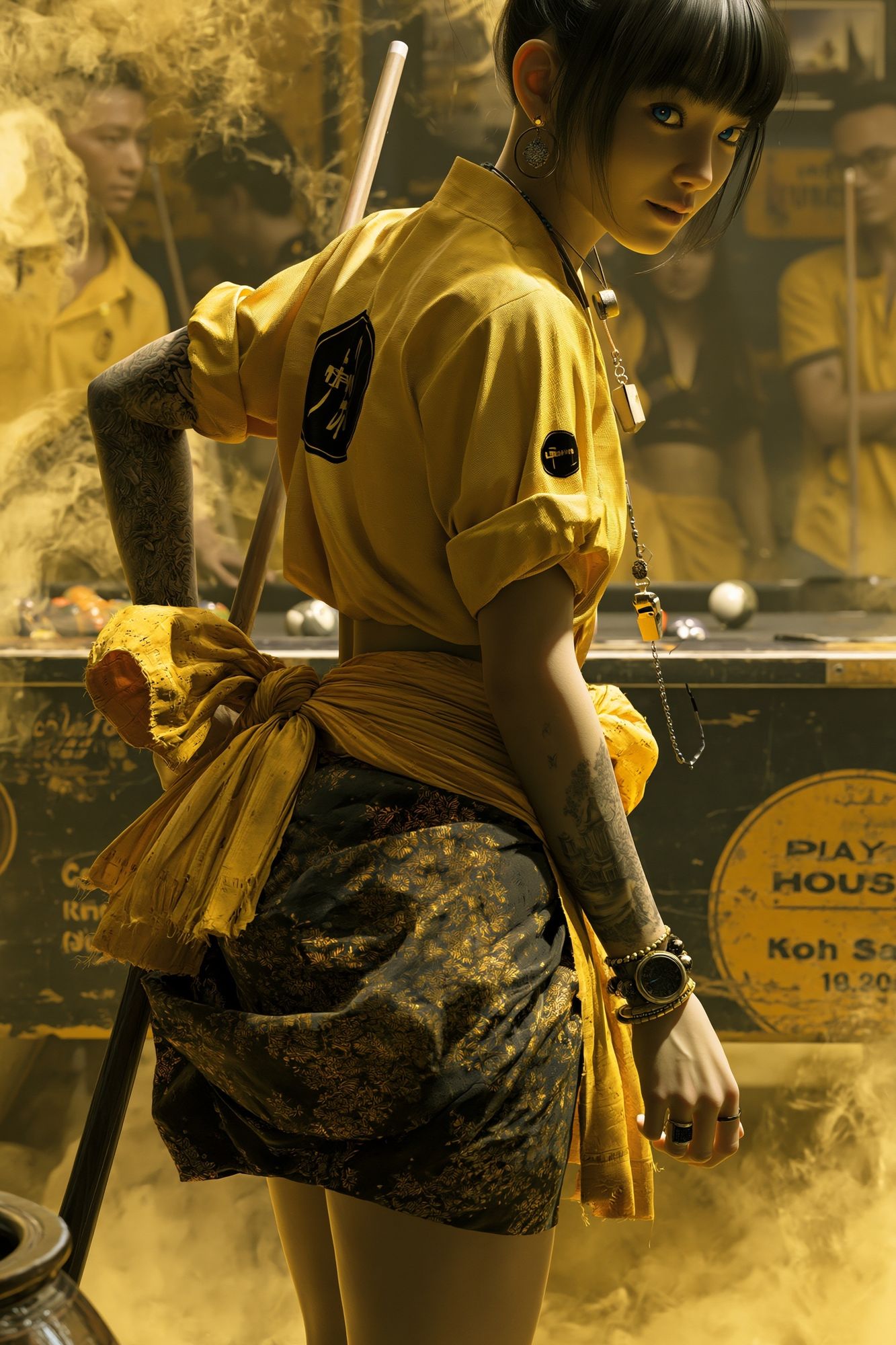 Yellow Pool Hall Portrait Poster. poster detail