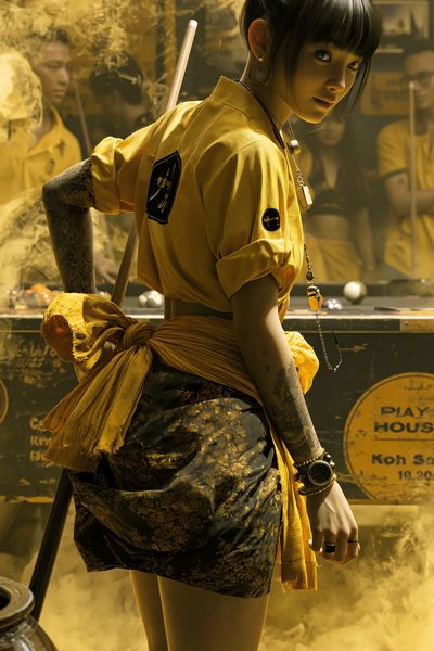 Yellow Pool Hall Portrait Poster. poster