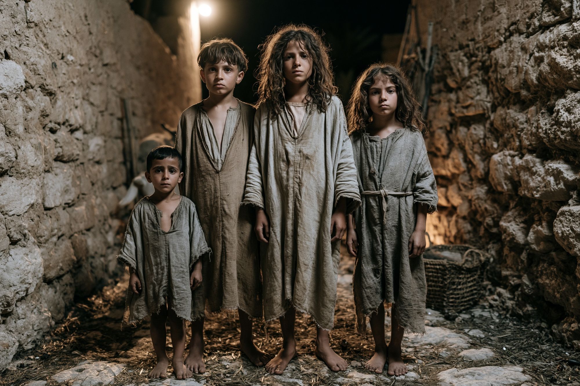 Children in Stone Alley Photography Poster. poster detail
