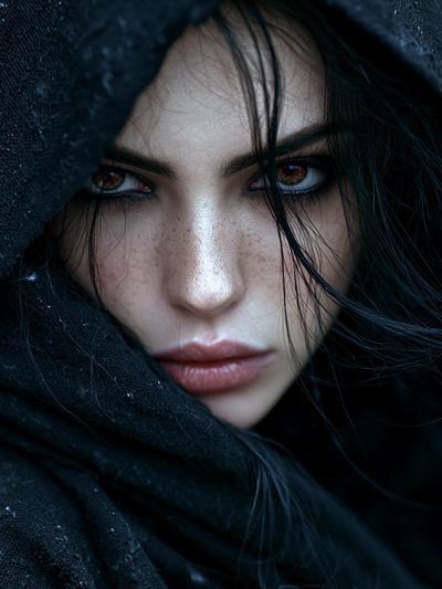Mysterious Hooded Portrait Print. poster