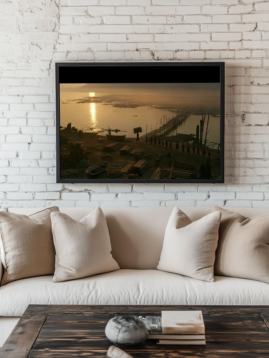 Sunset River Crossing Photography Poster. room preview