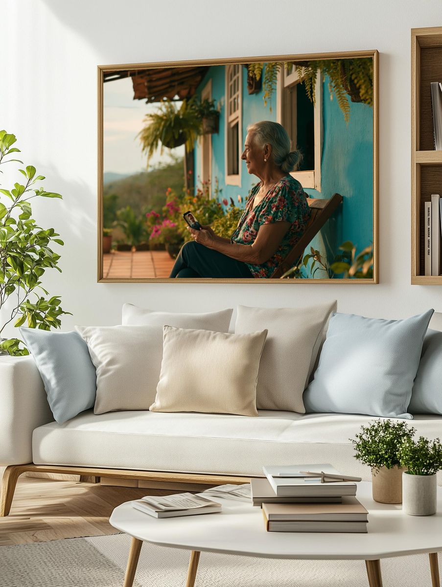 Sunlit Porch Conversation Photography Print. — room view 2