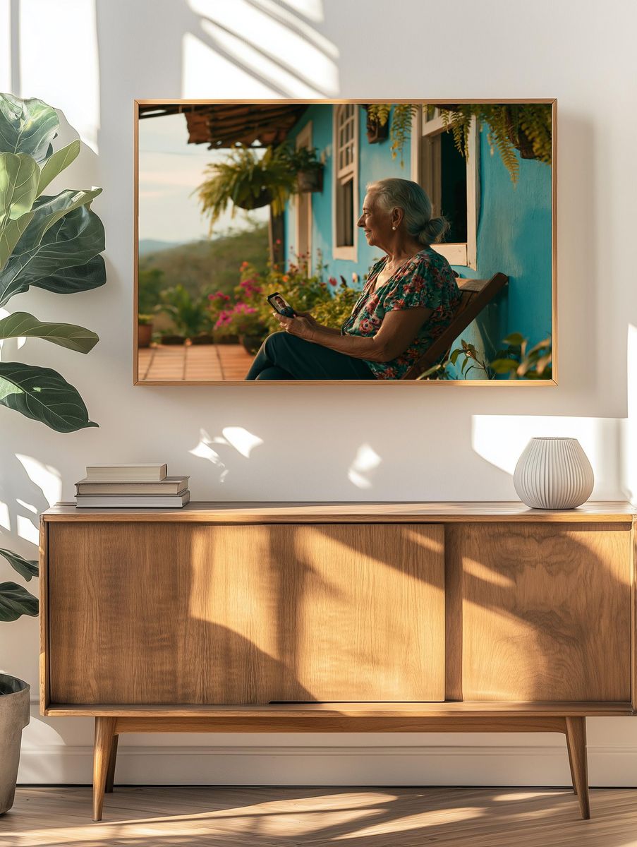 Sunlit Porch Conversation Photography Print. — room view 3