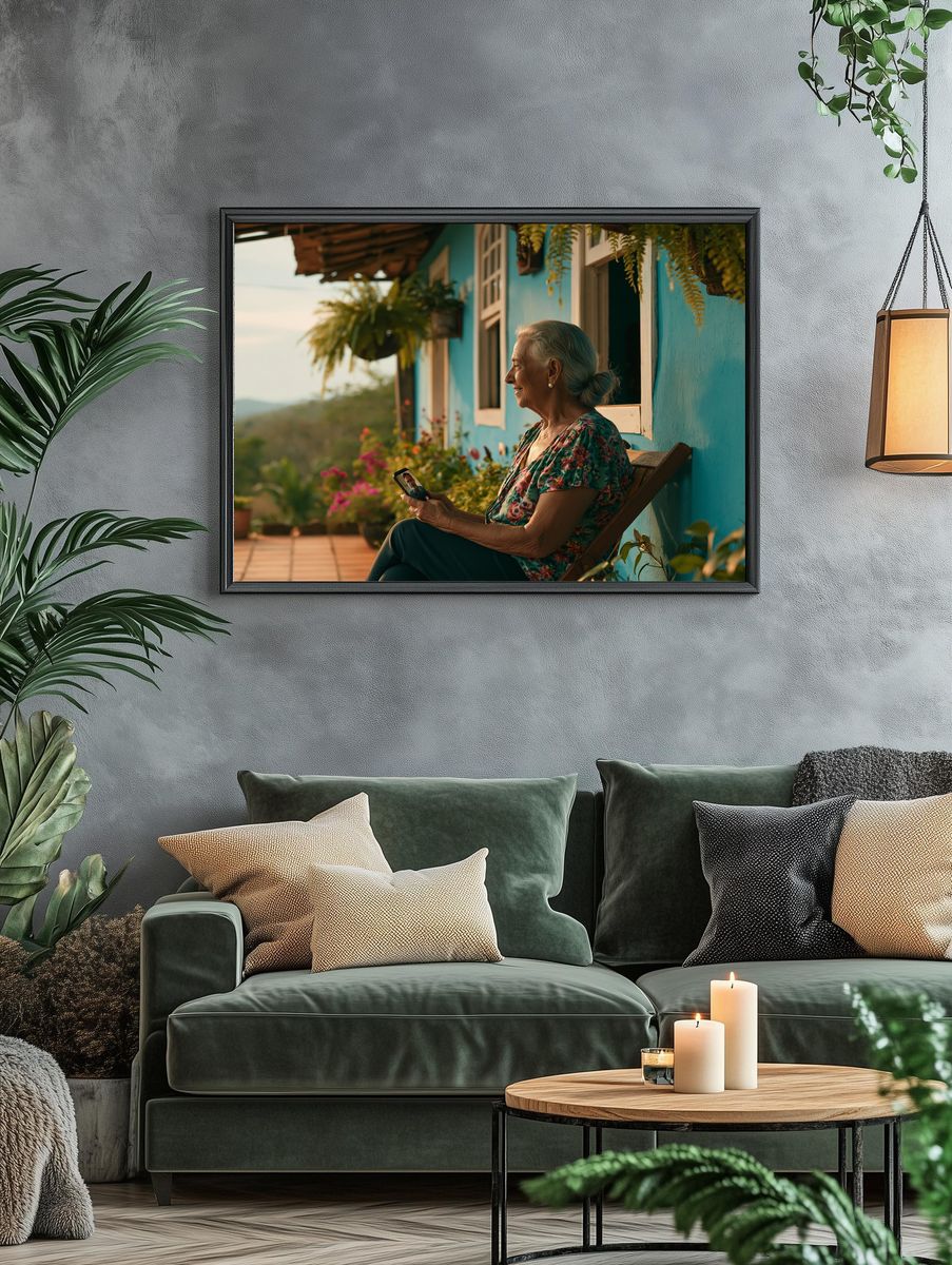 Sunlit Porch Conversation Photography Print. — room view 4