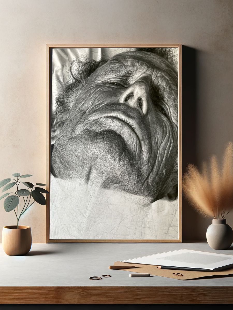 Sleeping Man Portrait Print. — room view 2