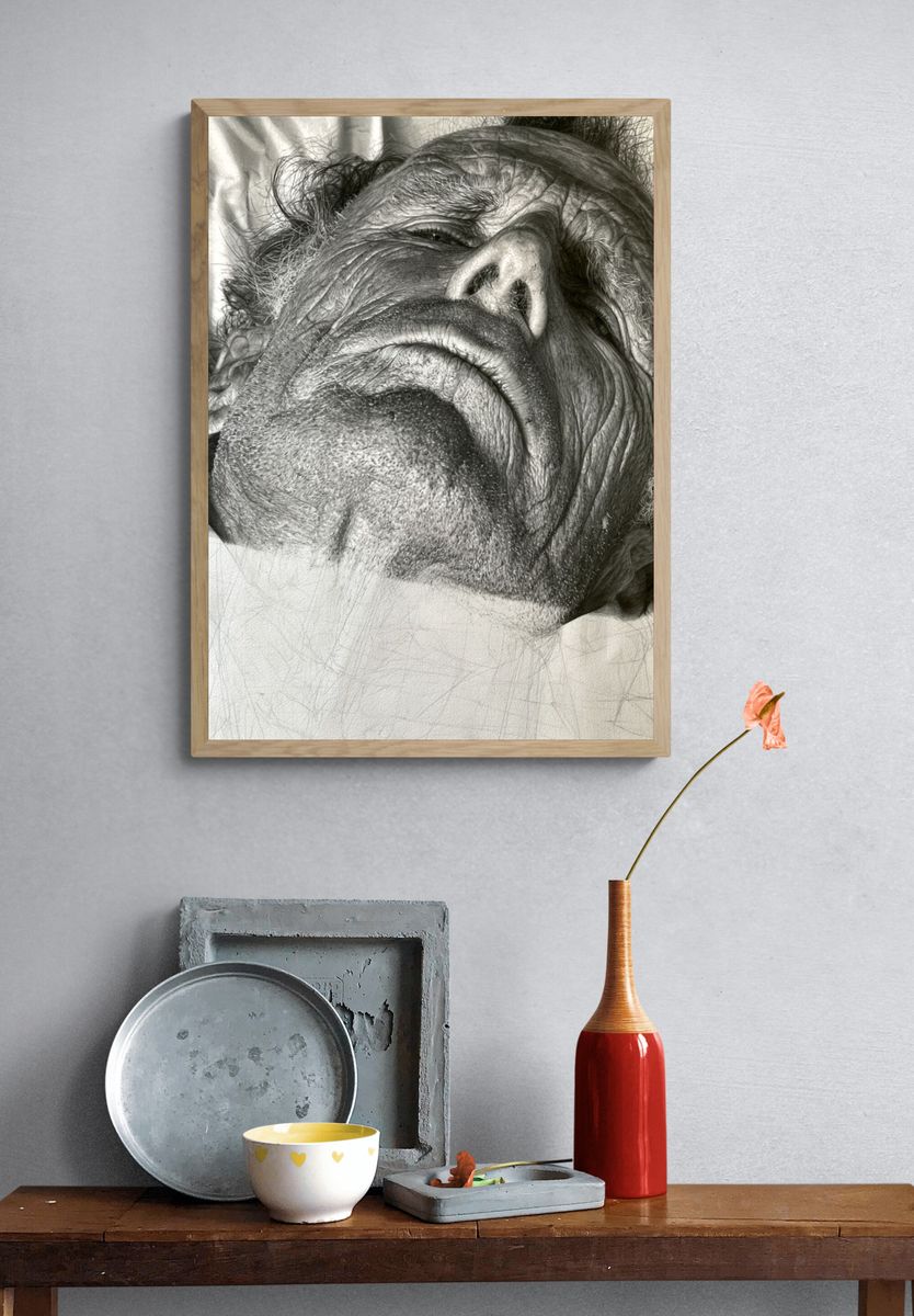 Sleeping Man Portrait Print. — room view 3