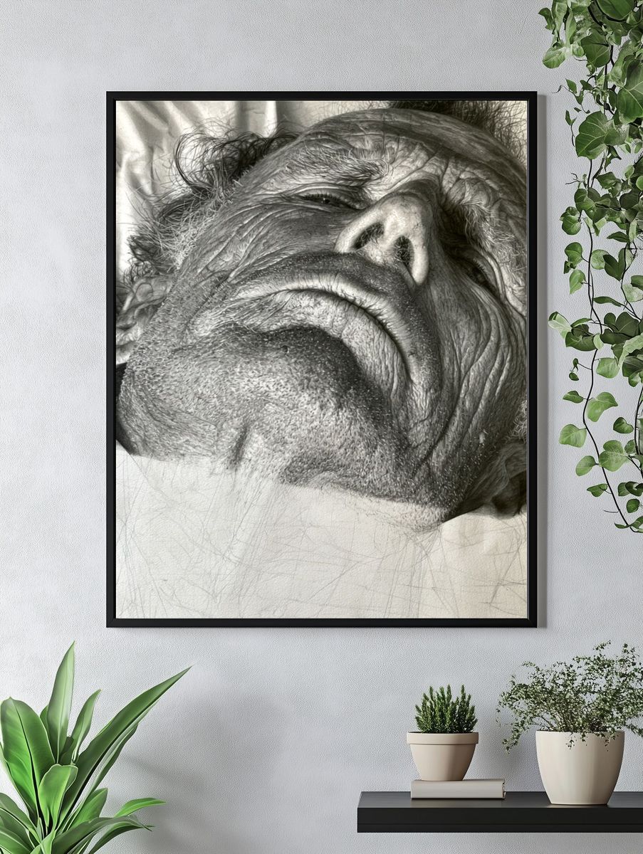 Sleeping Man Portrait Print. — room view 4