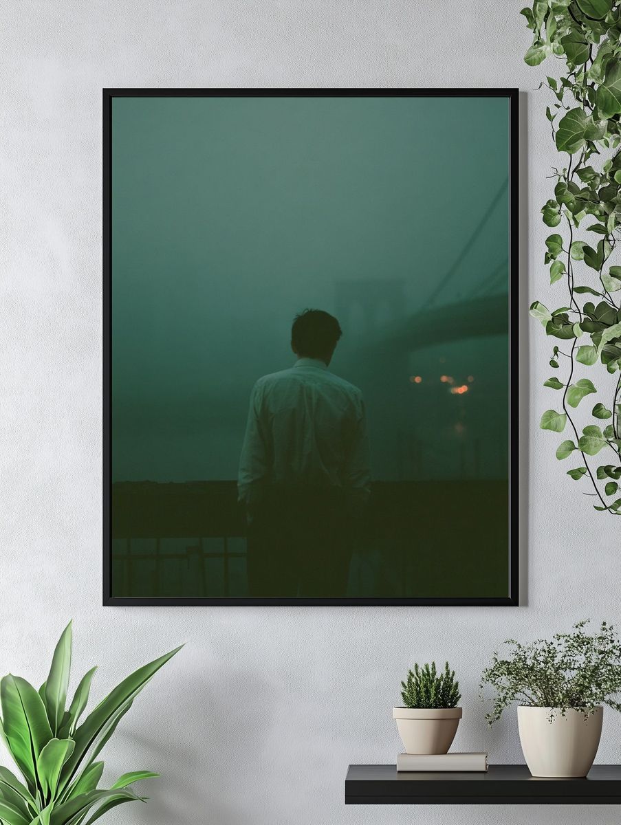 Misty Bridge Silhouette Photography Poster. — room view 4