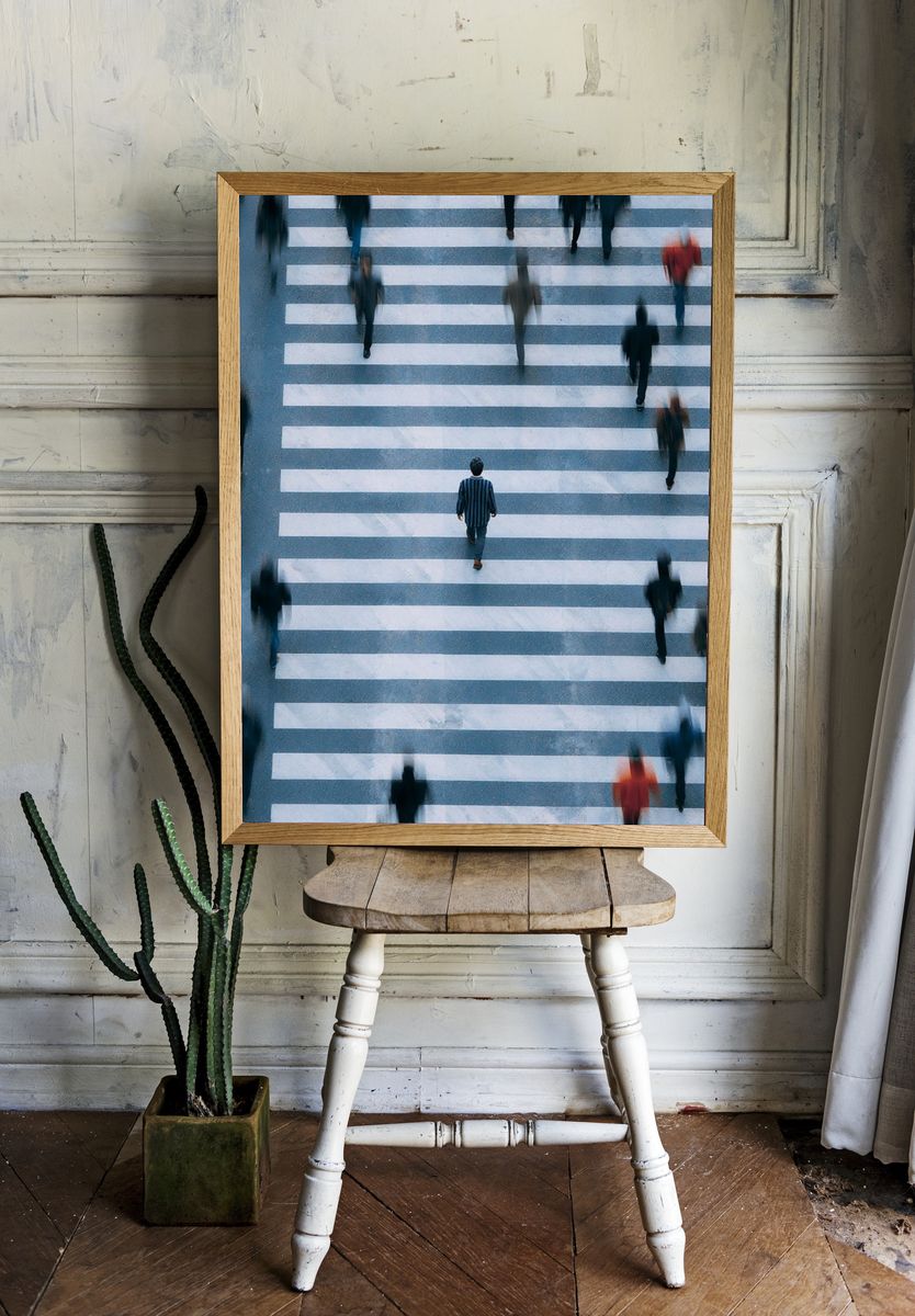 Crosswalk Crowd Motion Photography Poster. room preview
