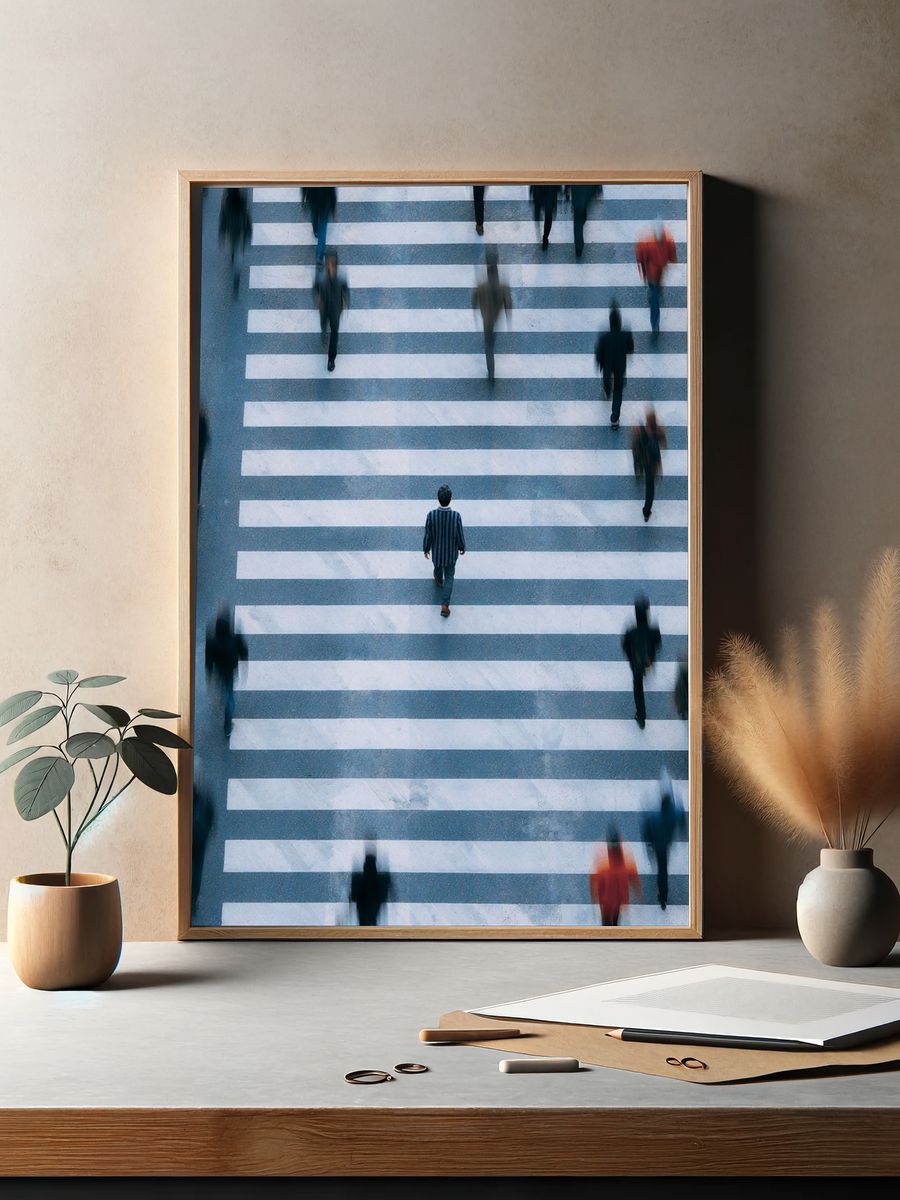Crosswalk Crowd Motion Photography Poster. — room view 2