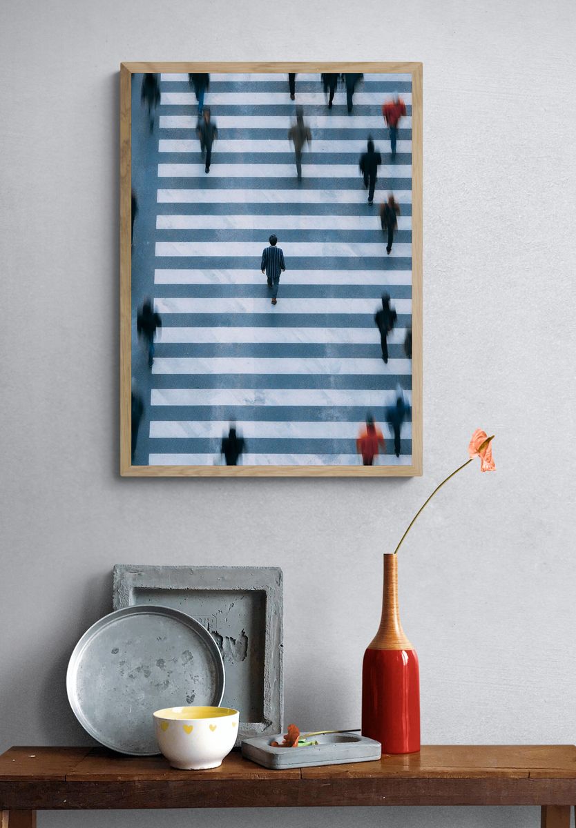 Crosswalk Crowd Motion Photography Poster. — room view 3