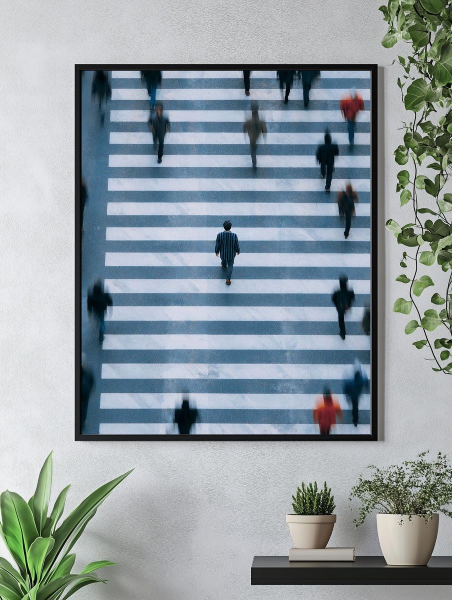 Crosswalk Crowd Motion Photography Poster. — room view 4