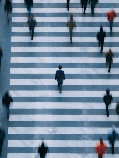 Crosswalk Crowd Motion Photography Poster.