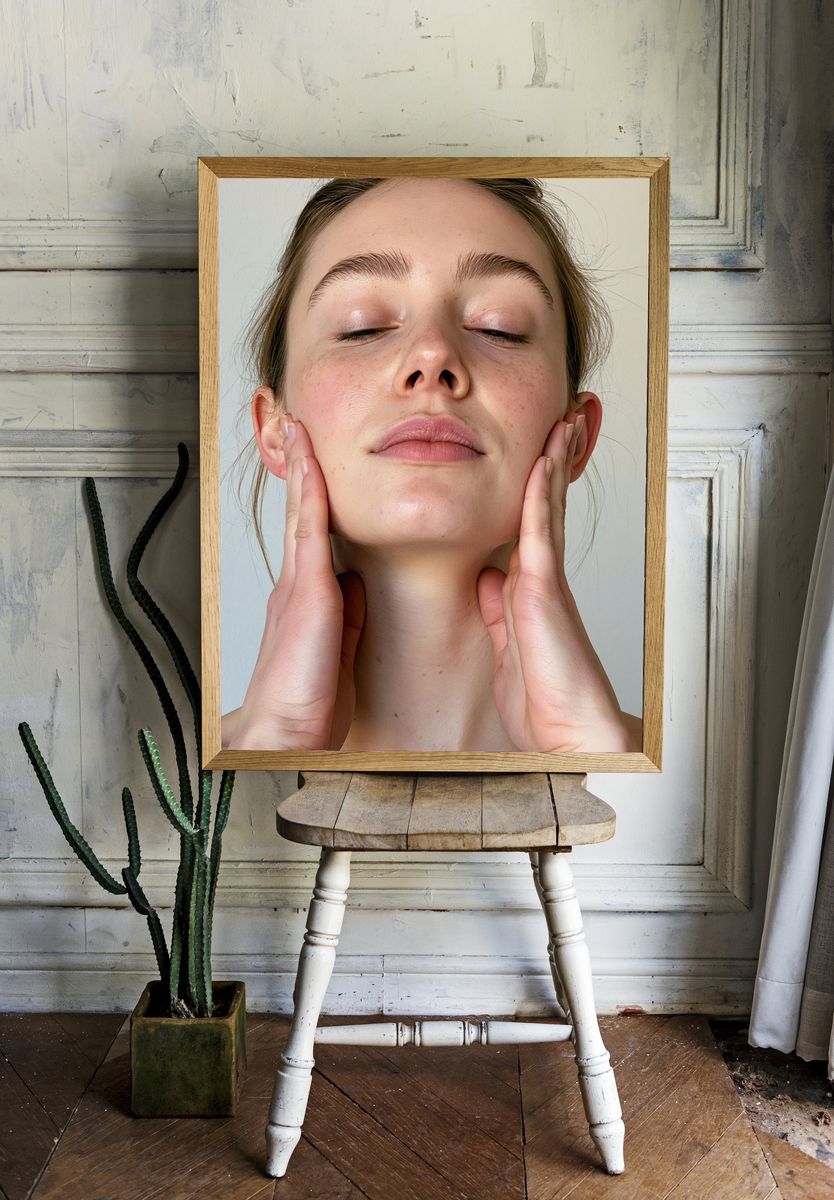 Serene Face Massage Photography Poster. room preview
