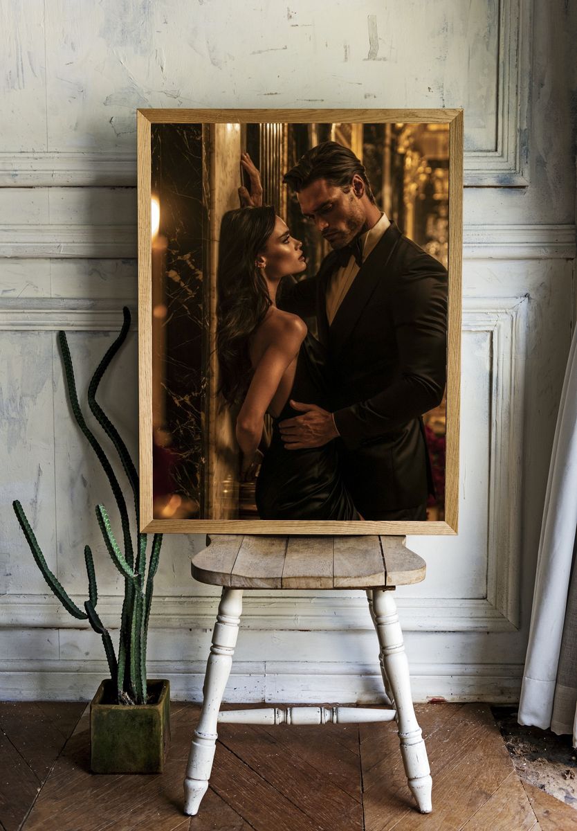 Glamorous Couple Portrait Poster. — room view 1