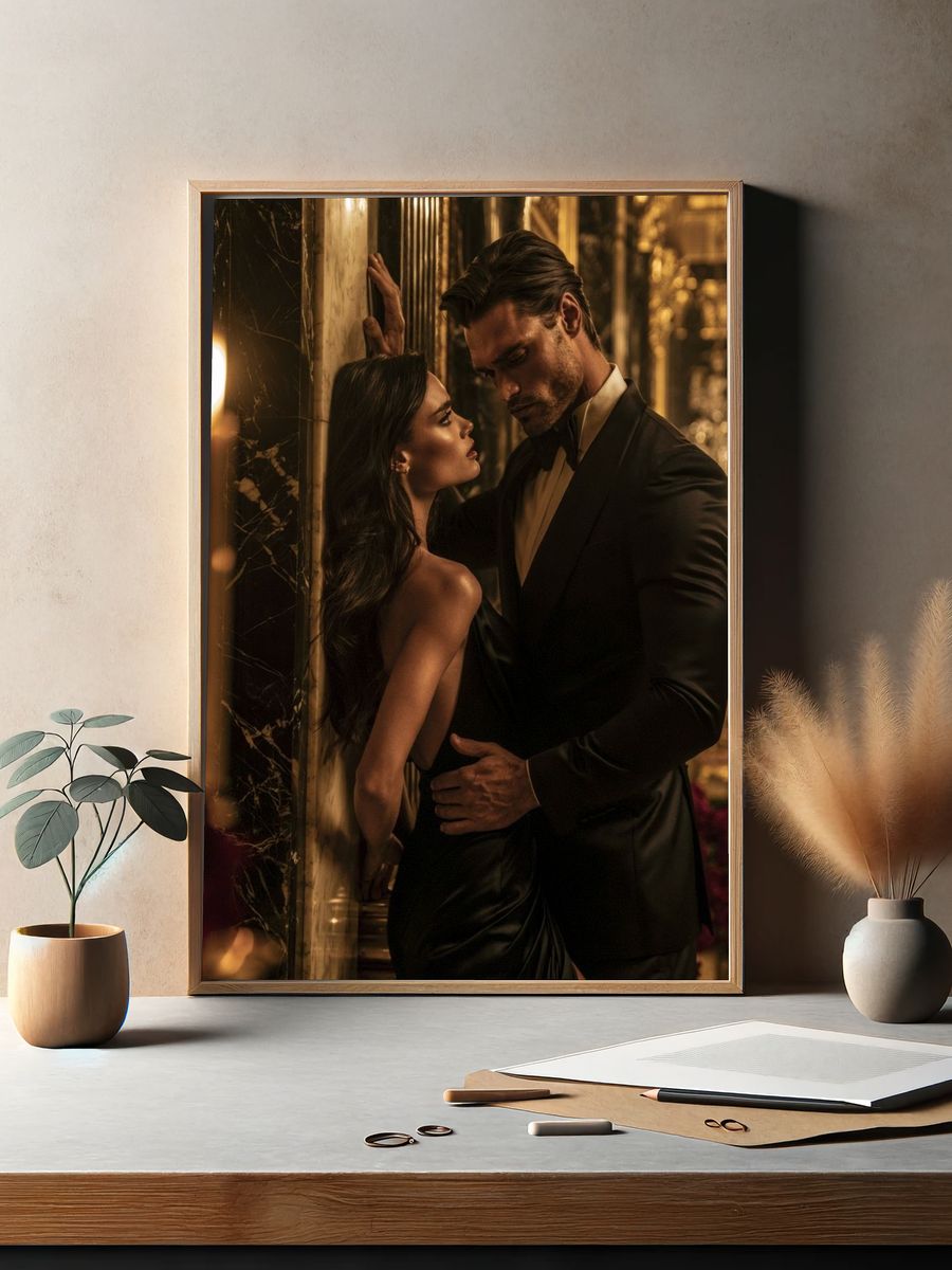 Glamorous Couple Portrait Poster. — room view 2