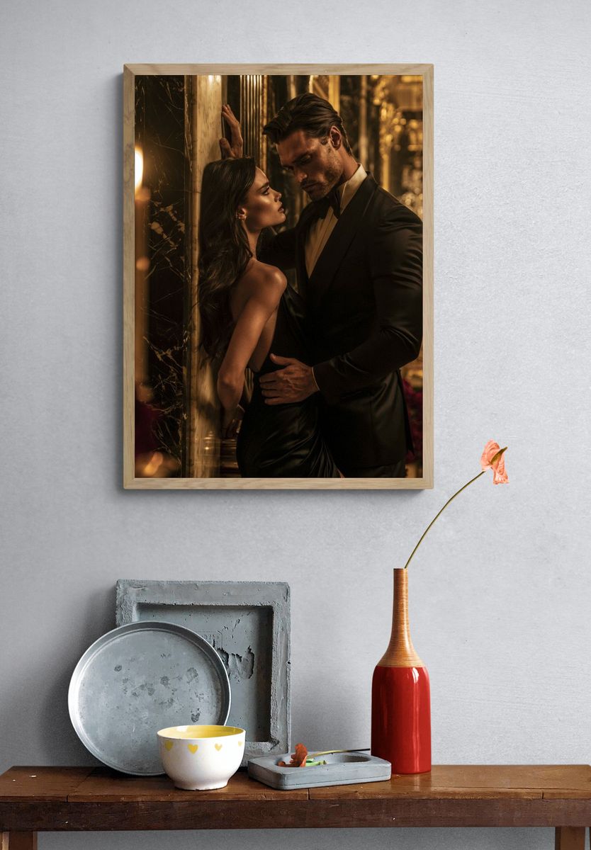 Glamorous Couple Portrait Poster. — room view 3