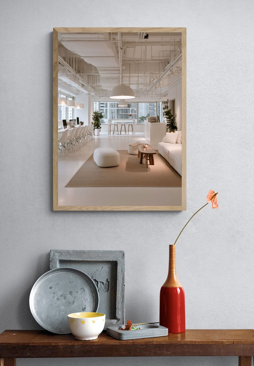 Minimalist White Office Interior Poster. — room view 3