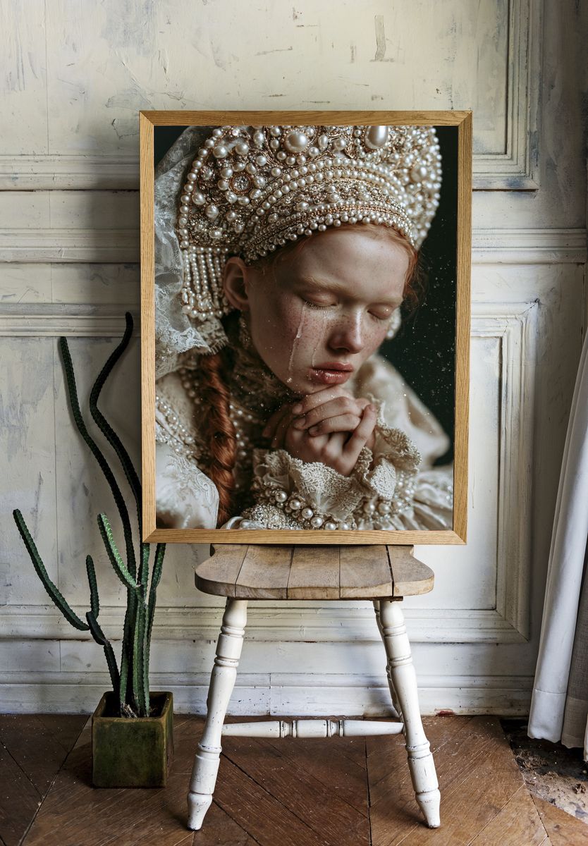 Pearl Crown Portrait Print. — room view 1