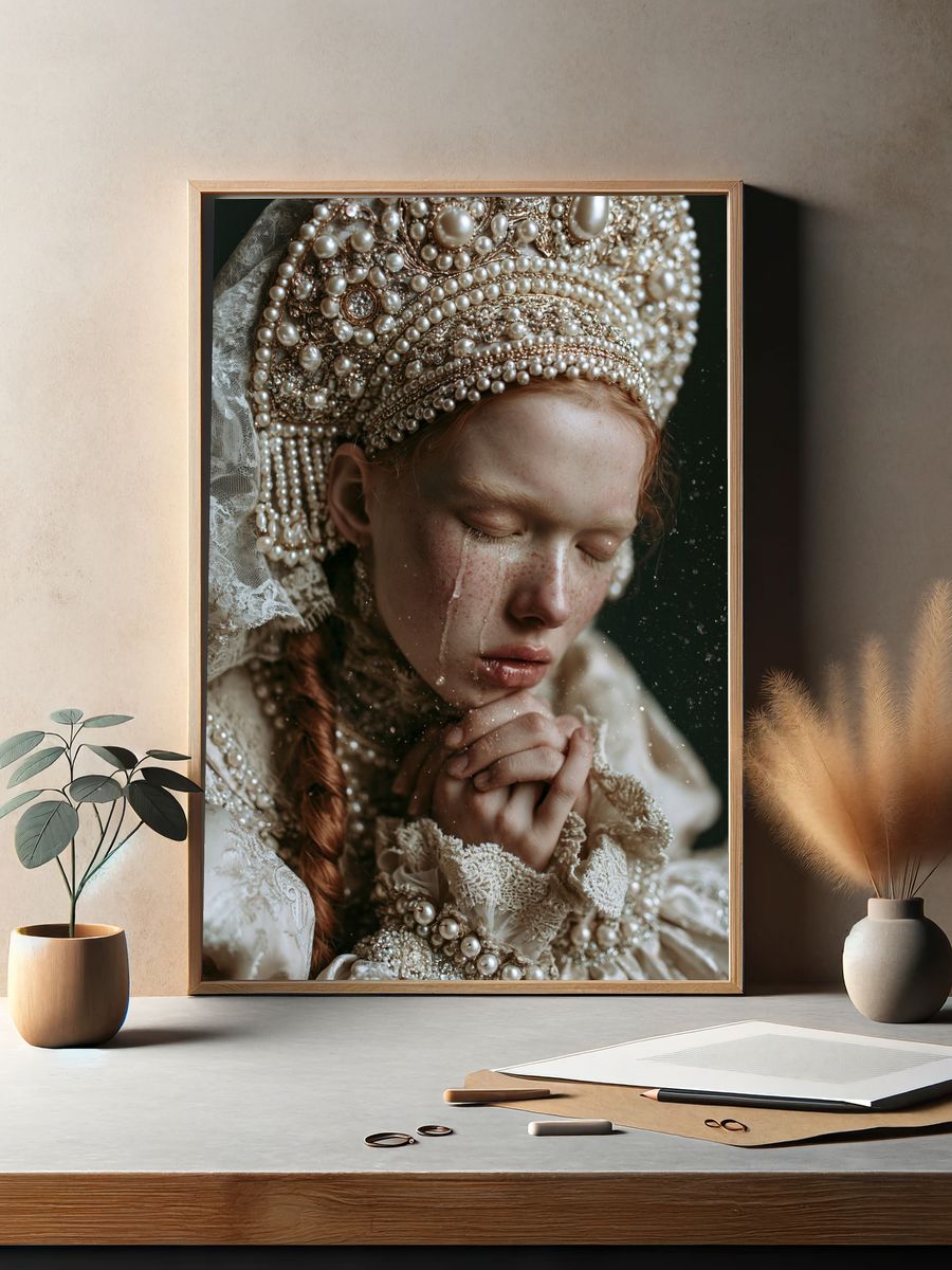 Pearl Crown Portrait Print. — room view 2