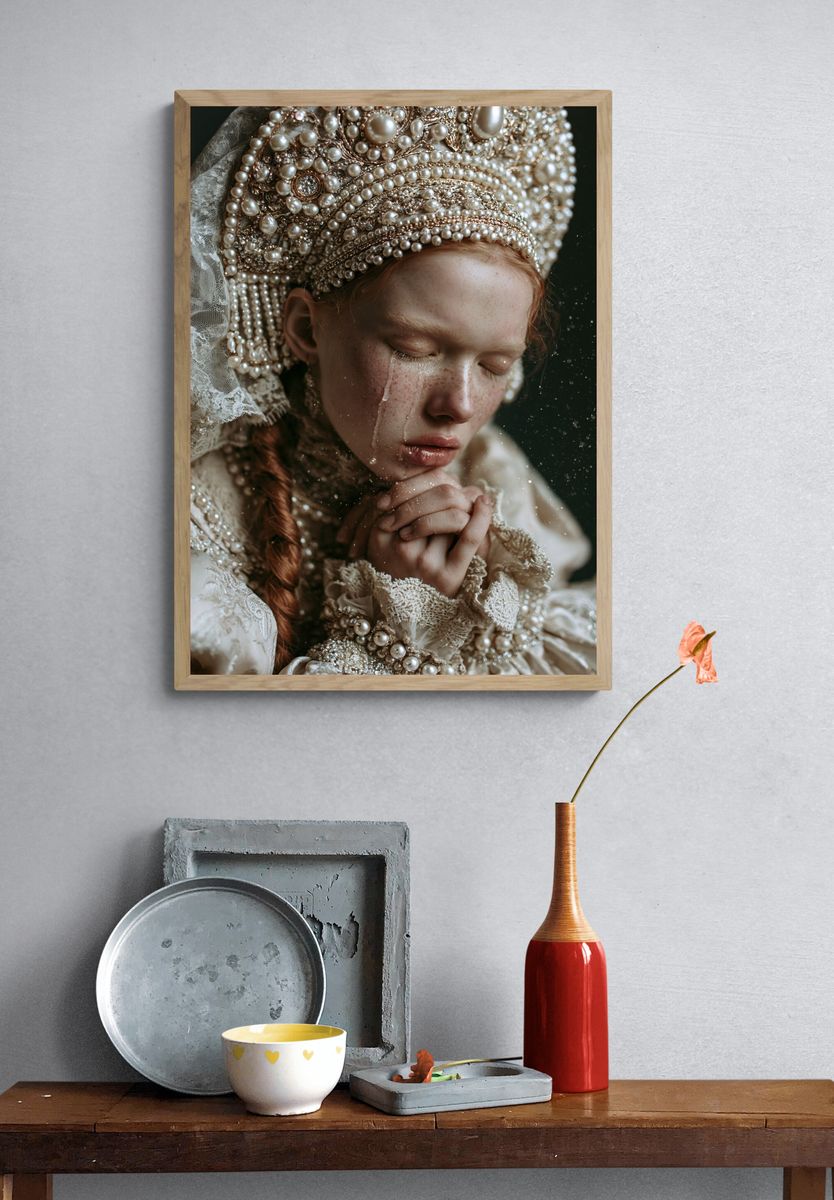 Pearl Crown Portrait Print. — room view 3