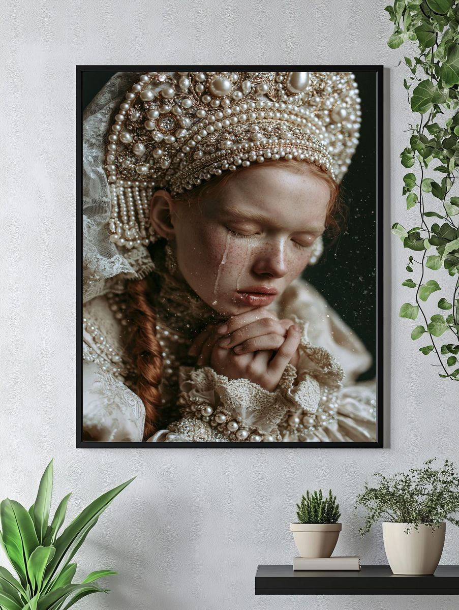 Pearl Crown Portrait Print. — room view 4