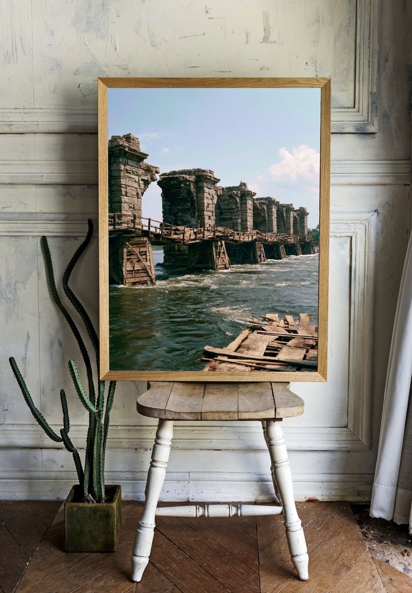 Stone Bridge Ruins Photography Poster. — room view 1