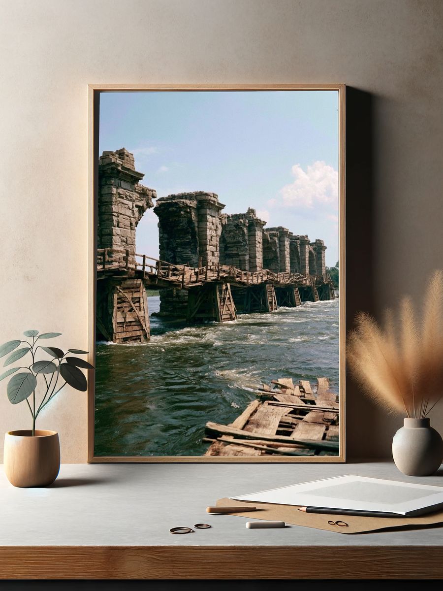 Stone Bridge Ruins Photography Poster. — room view 2
