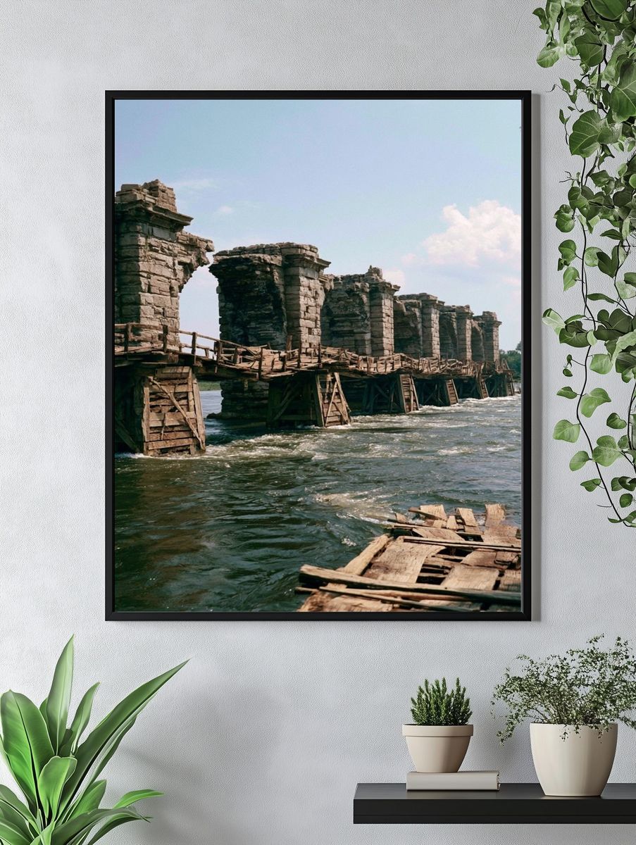 Stone Bridge Ruins Photography Poster. — room view 4