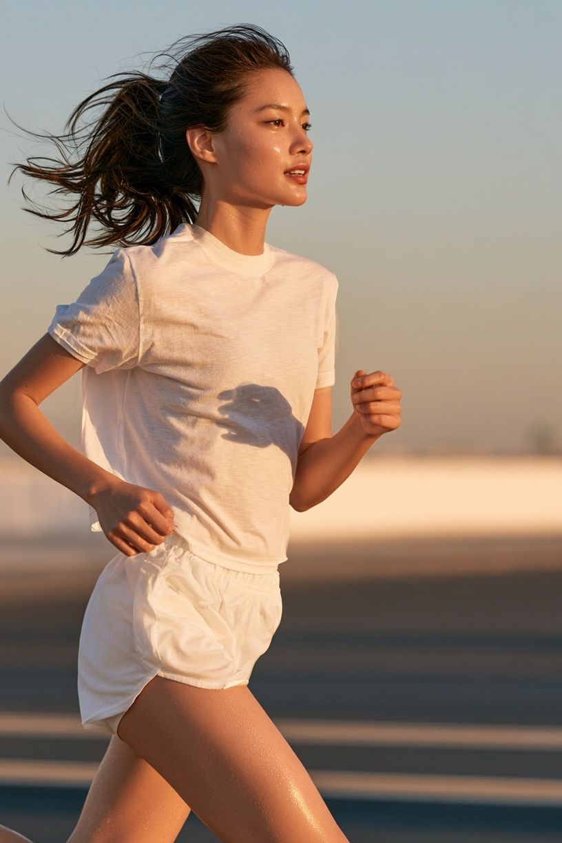 Sunlit Runner Portrait Print. poster detail