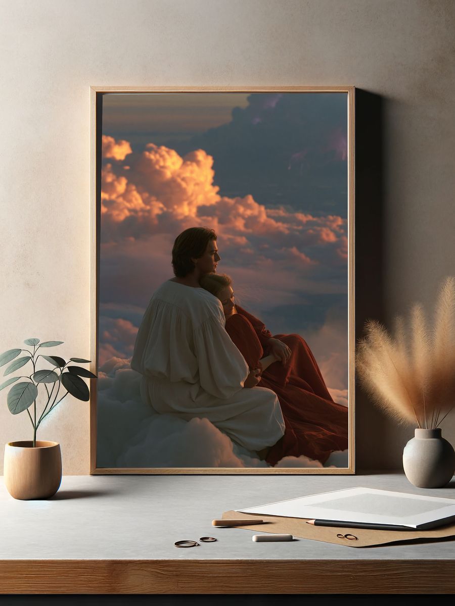 Cloud Kissed Lovers Photography Poster. — room view 2