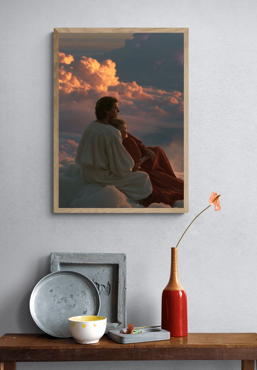 Cloud Kissed Lovers Photography Poster. — room view 3