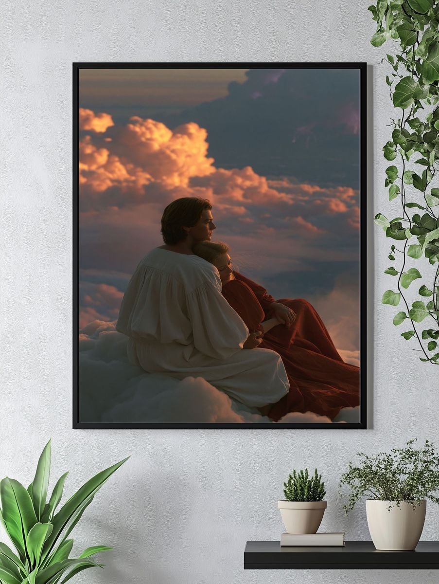 Cloud Kissed Lovers Photography Poster. — room view 4