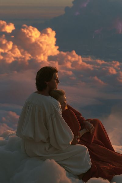 Cloud Kissed Lovers Photography Poster. poster