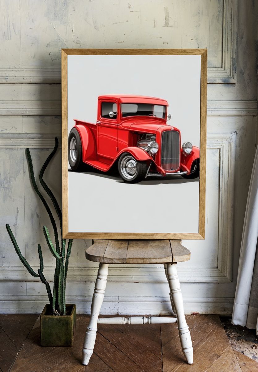 Red Hot Rod Car Photography Poster. room preview