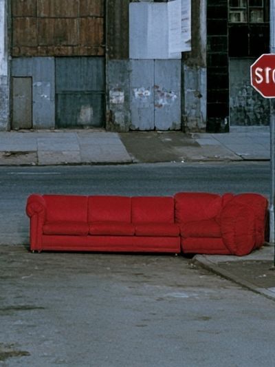 Red Sofa Street Scene Poster. poster