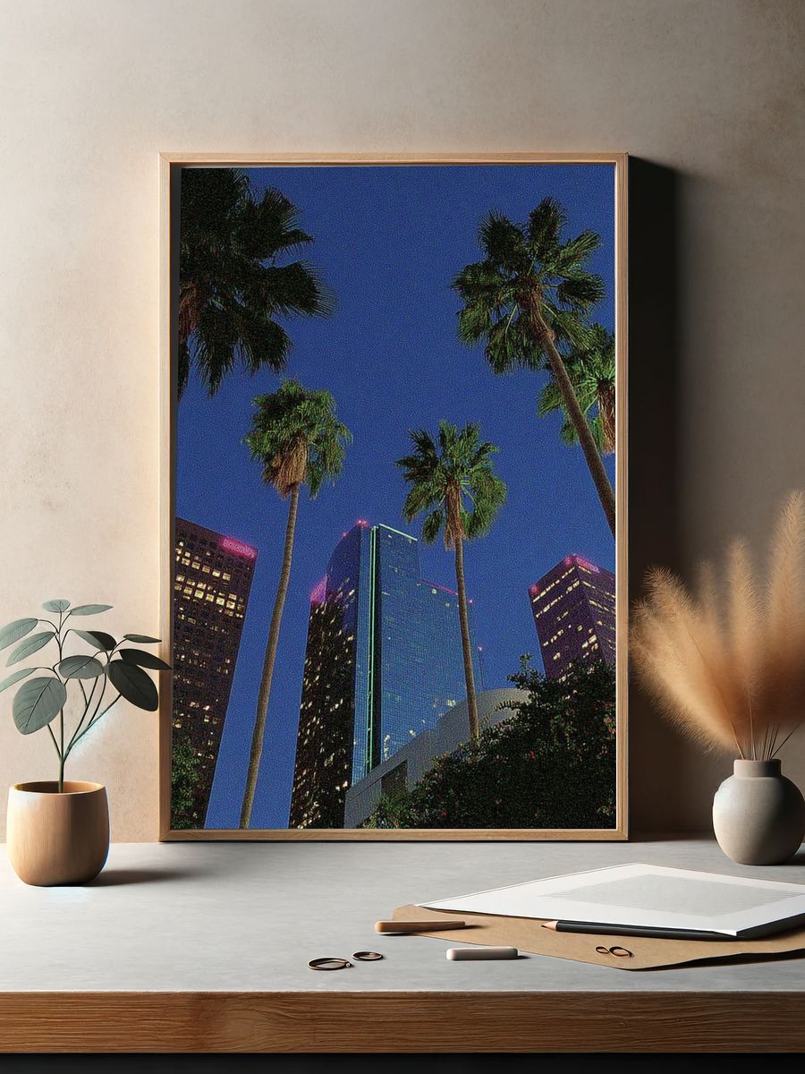Palm Tree Skyline Photography Poster. — room view 2