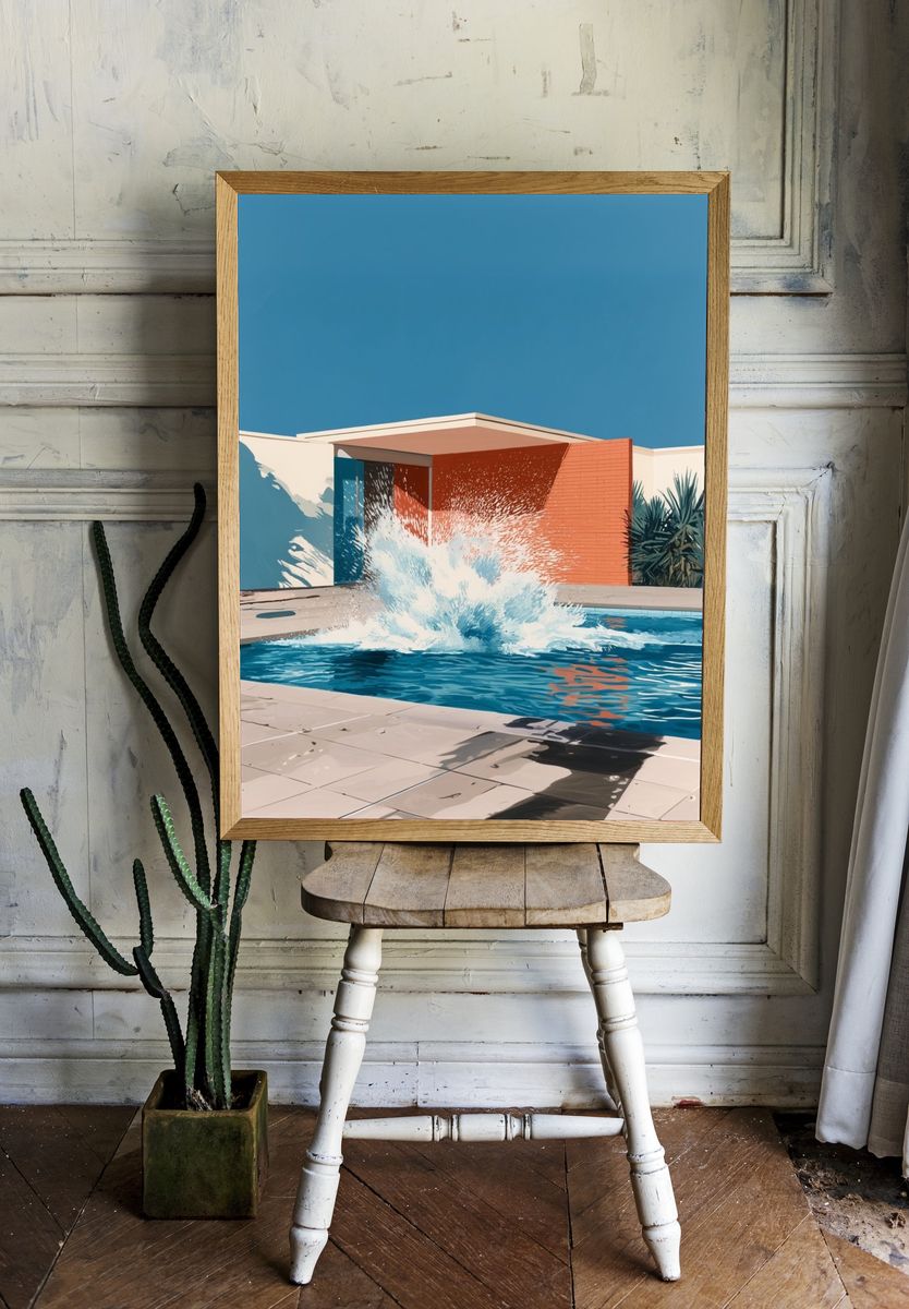 Poolside Splash Photography Poster. room preview