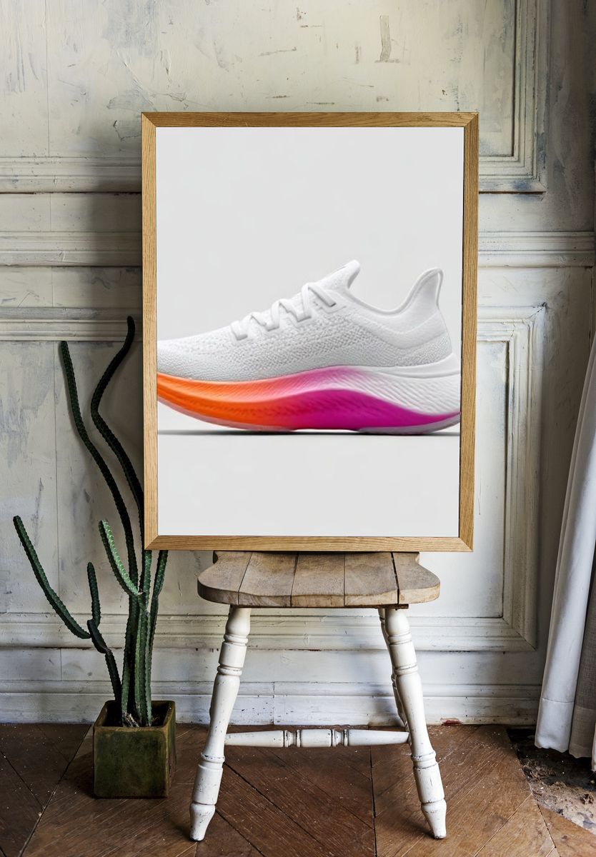 White Running Shoe Photography Poster. — room view 1