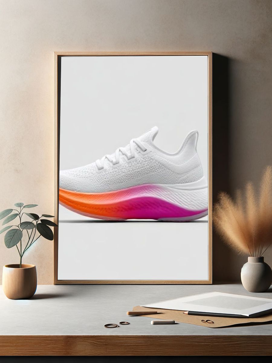 White Running Shoe Photography Poster. — room view 2