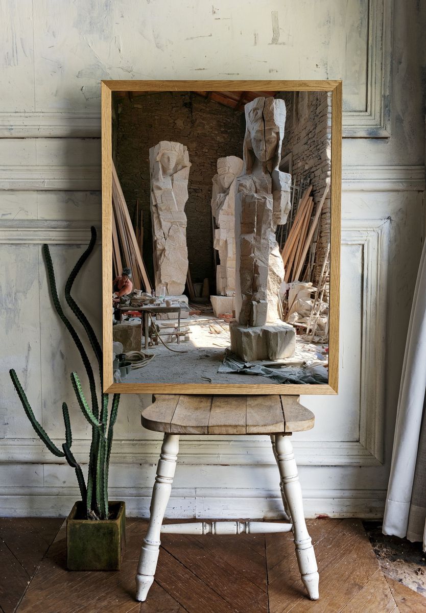 Stone Sculptor Workshop Photography Poster. room preview