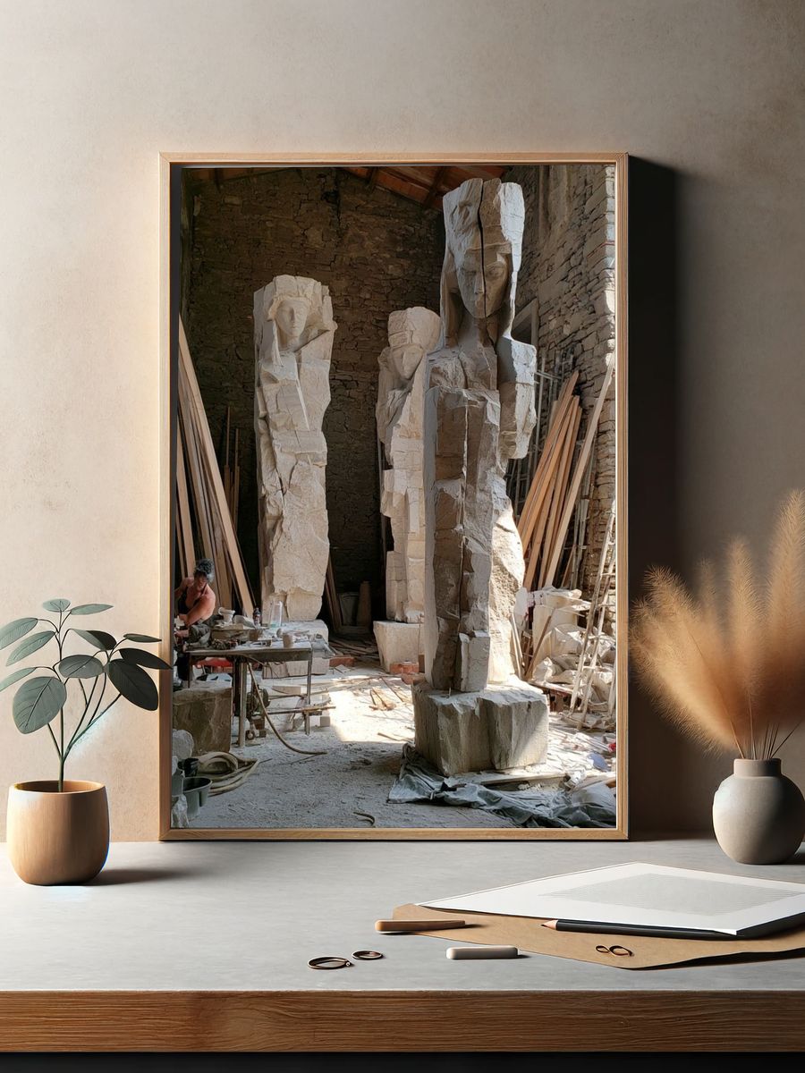 Stone Sculptor Workshop Photography Poster. — room view 2