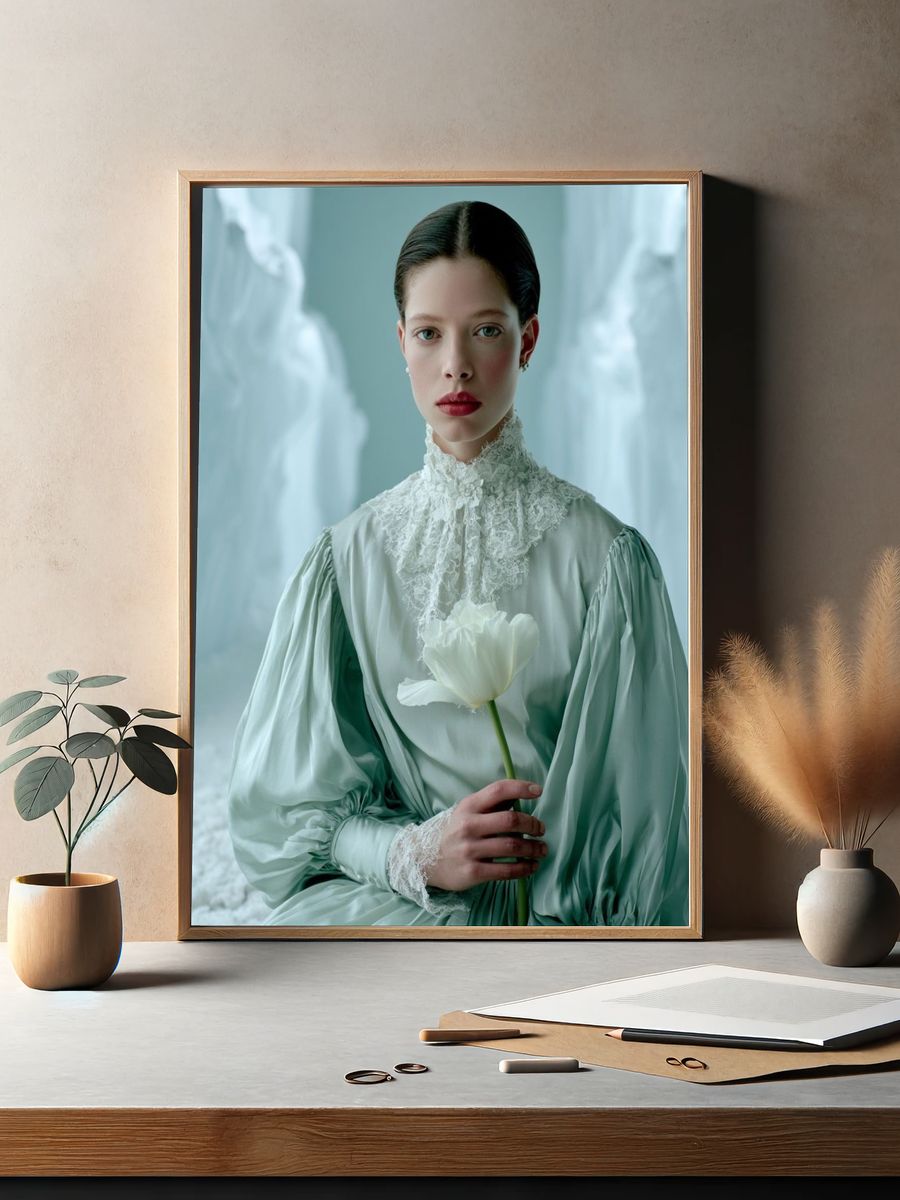 Victorian Portrait with White Tulip Poster. — room view 2